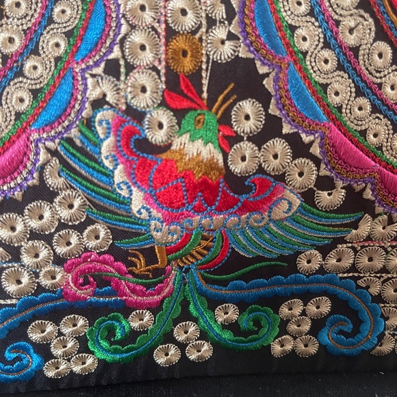 Embroidered Bohemian Handbag Purse Tote bag  with Quetzal‎ Birds - Picture 8 of 8